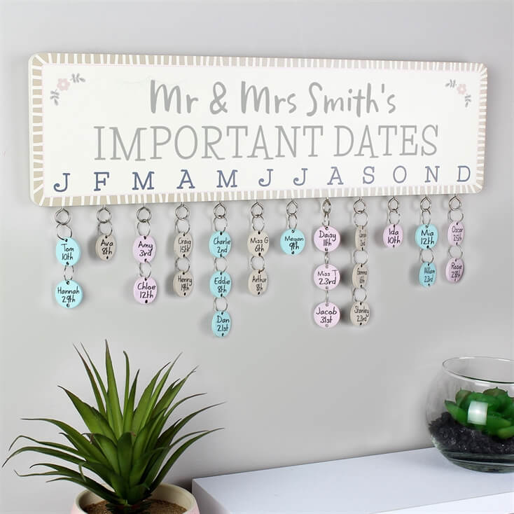 Personalised Birthday Planner Plaque with Customisable Discs