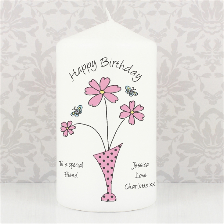 Personalised Flowers & Vase Candle