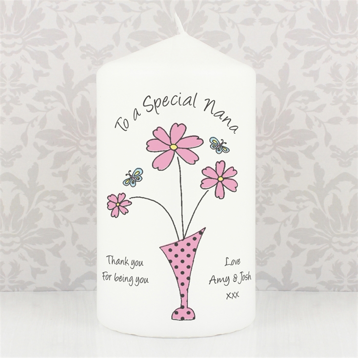 Personalised Flowers & Vase Candle