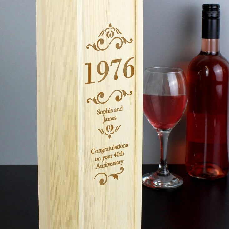 Personalised Elegant Number Wooden Wine Bottle Box