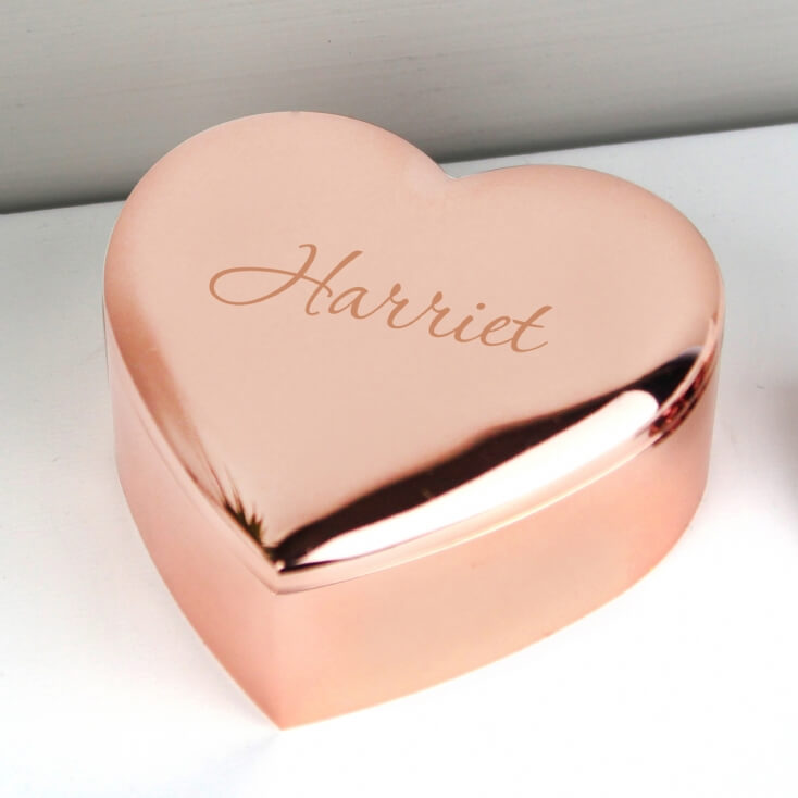 Personalised Rose Gold Heart Trinket Name Only