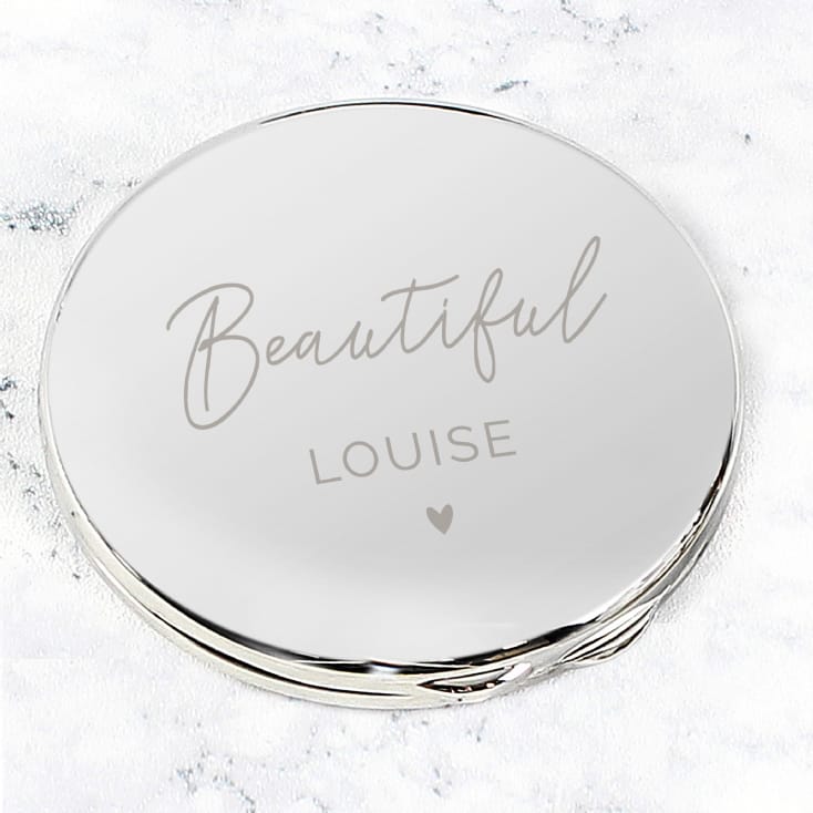 Engraved "Beautiful" Compact Mirror