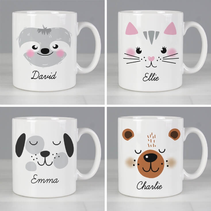Personalised Cute Animal Face Mugs