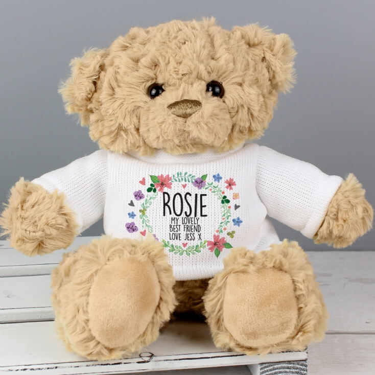 Personalised Floral Teddy Bear