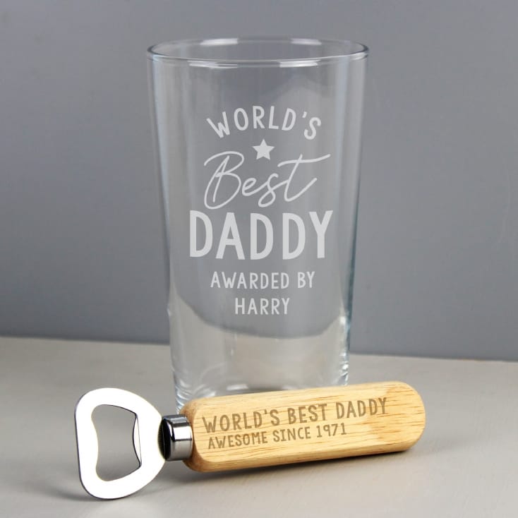 Personalised World's Best Pint Glass and Bottle Opener