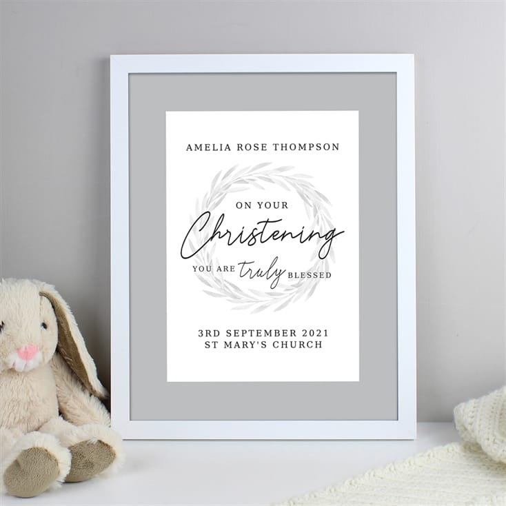Personalised Truly Blessed Framed Christening Print