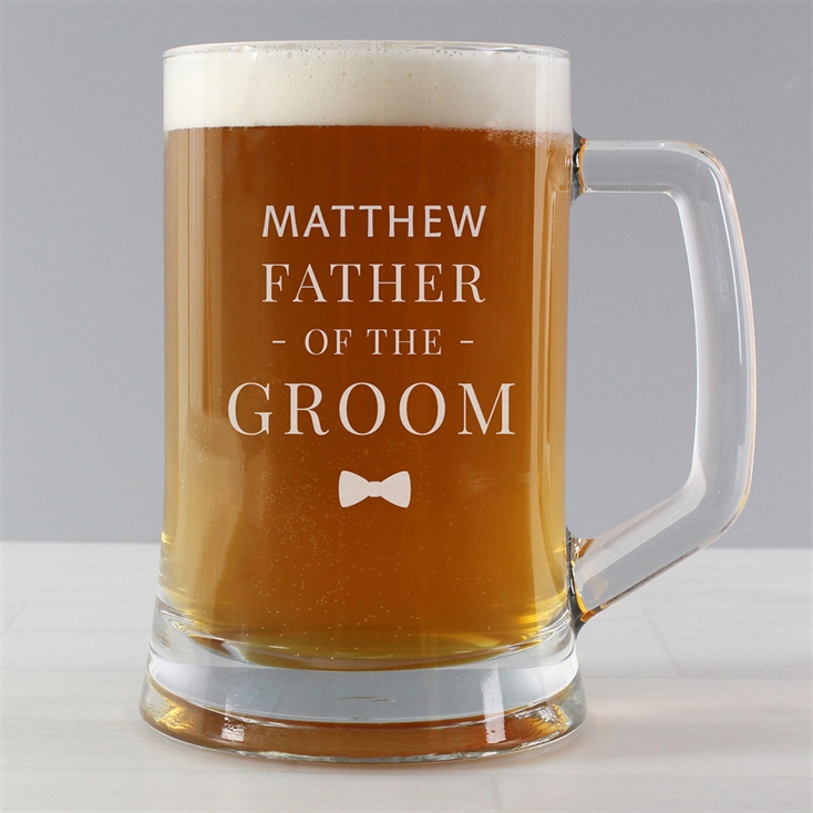 Personalised Father of the Groom Glass Tankard