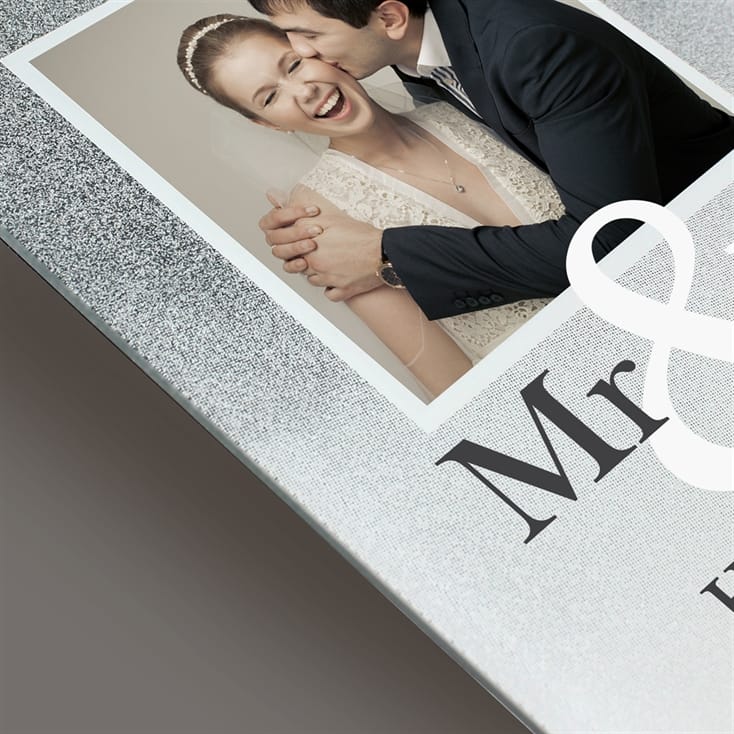 Personalised Mr & Mrs Glitter Glass Photo Frame