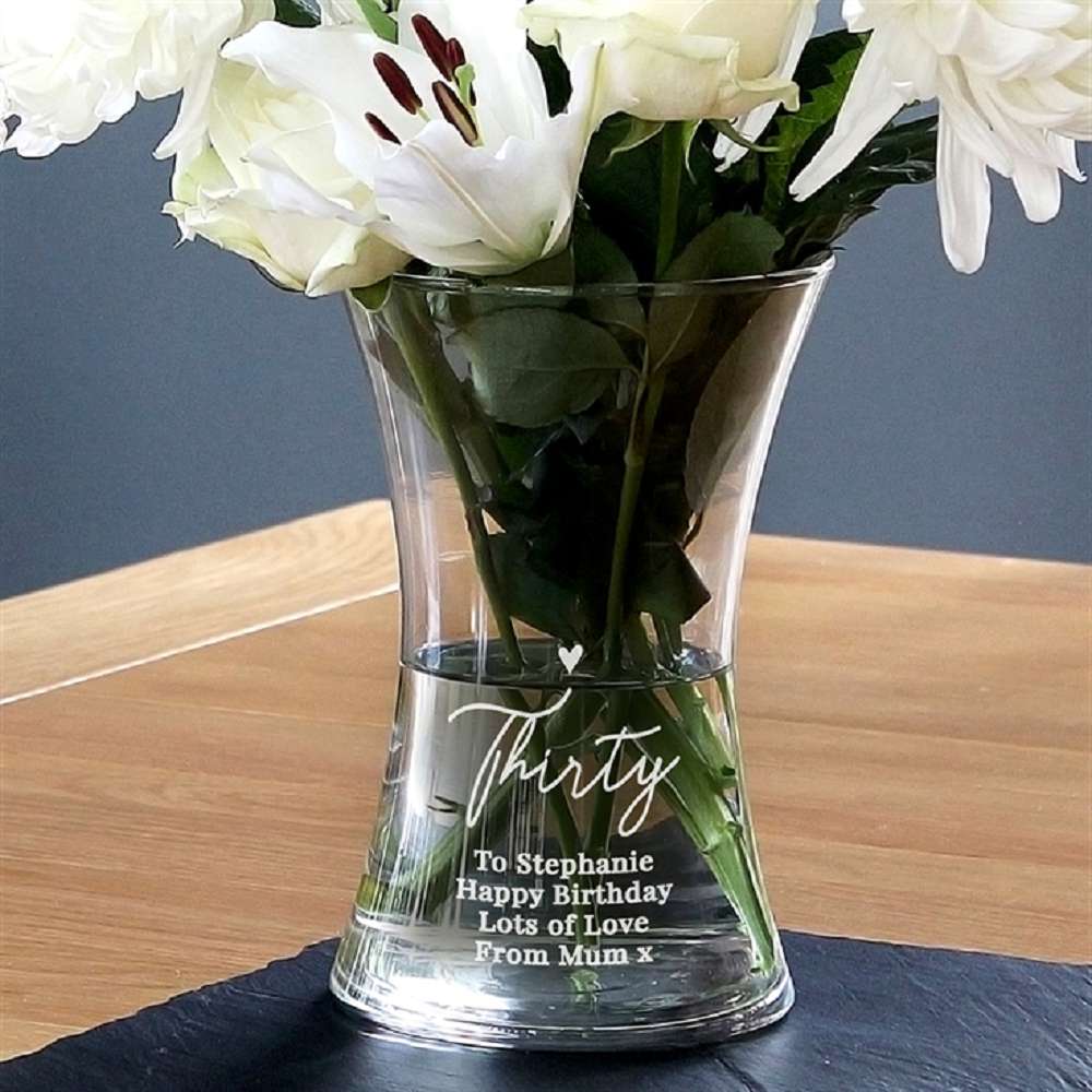 Personalised 30th Birthday Glass Vase
