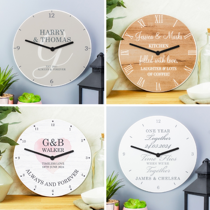 Personalised Wooden Wall Clocks Various Recipients FMAG
