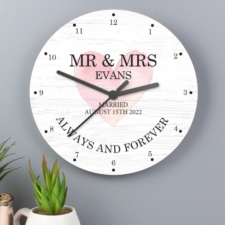 Personalised Wooden Wall Clocks for Couples and Family