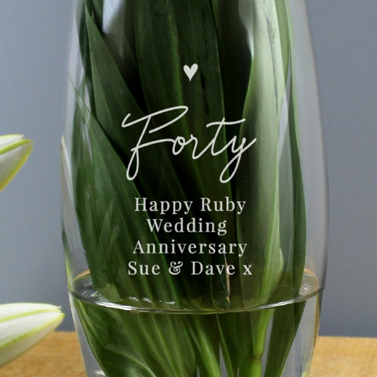 Personalised Forty Birthday Glass Bullet Vase