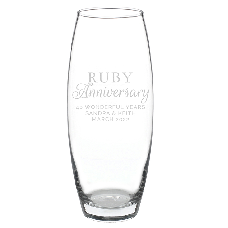 Personalised Ruby Anniversary Glass Bullet Vase
