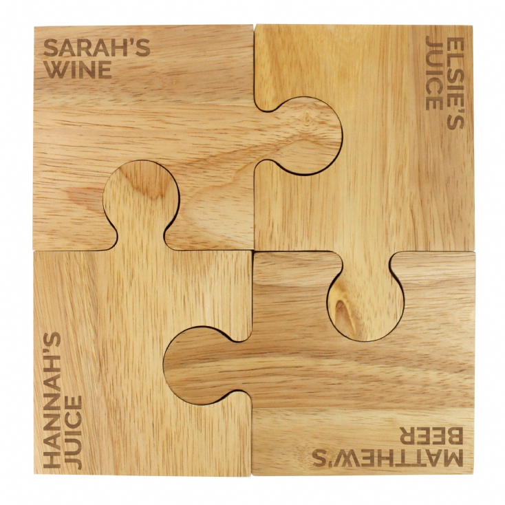 Personalised Sets of 4 Jigsaw Piece Drink Coasters