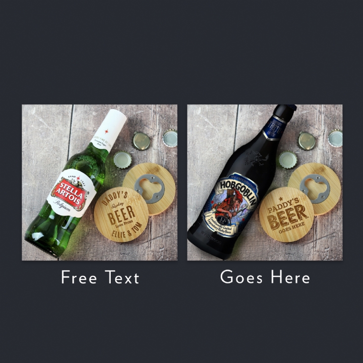 Personalised Bamboo Bottle Opener Coaster & Beer/Ale Sets