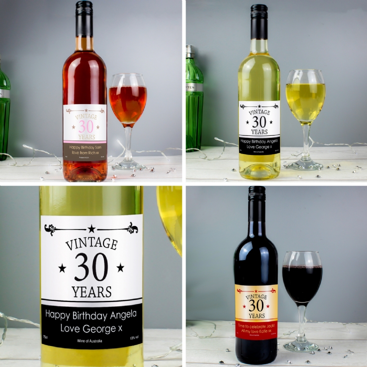 Personalised Vintage Label 30th Birthday Wines | Find Me A Gift