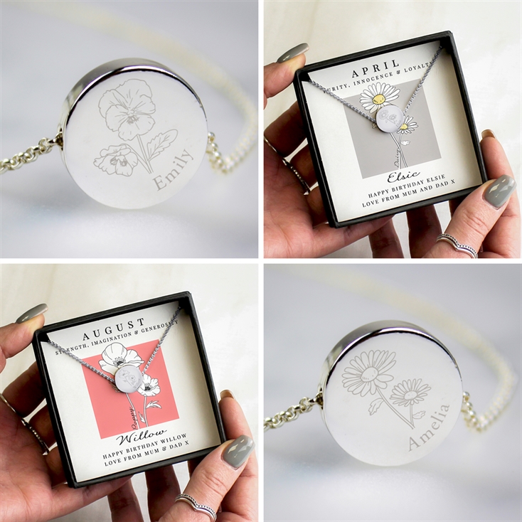 Personalised Birth Flower Boxed Necklaces Find Me A Gift