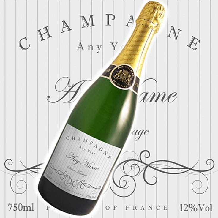 Personalised Champagne Bottle - Elegant Swirl