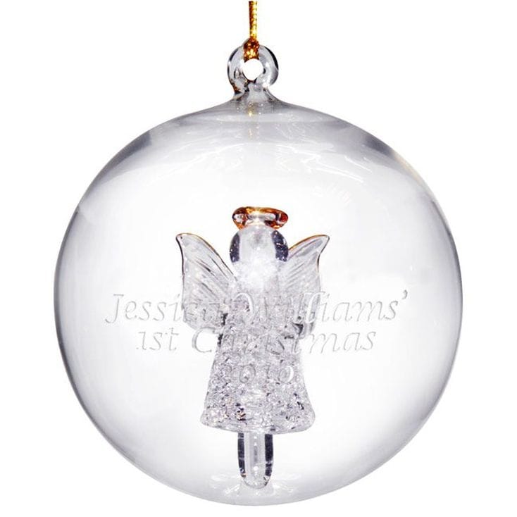 personalised glass angel christmas bauble find me a gift personalised glass angel christmas bauble find me a gift
