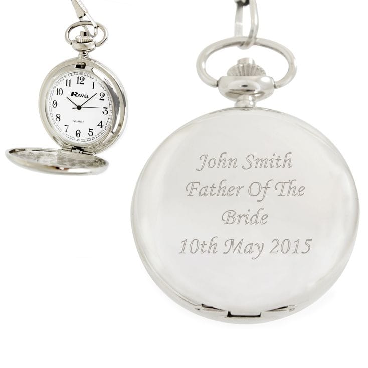 Engraved Pocket Watch and Chain