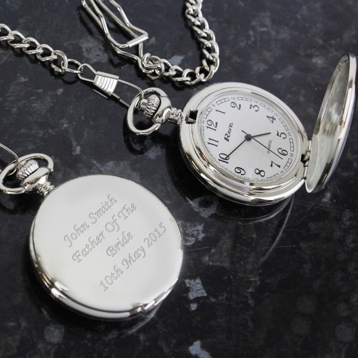 Engraved Pocket Watch and Chain