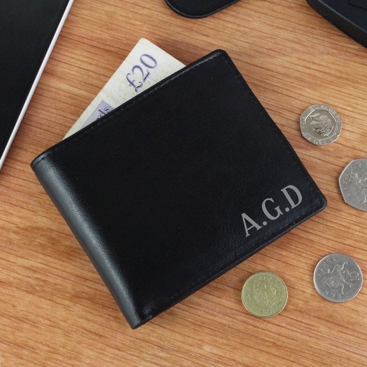 Personalised Black Leather Wallet 