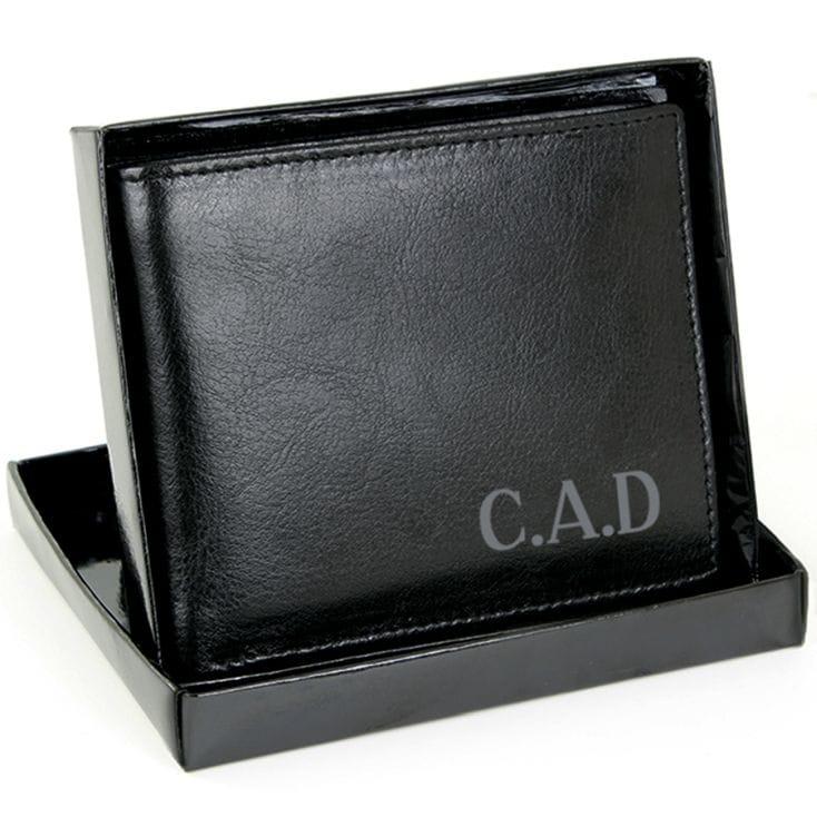 Personalised Black Leather Wallet