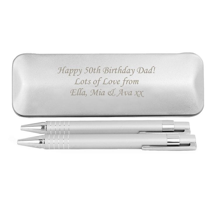 Personalised Pen Set With Engraved Box
