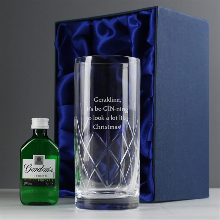 Personalised Crystal Glass & Gin Gift Set