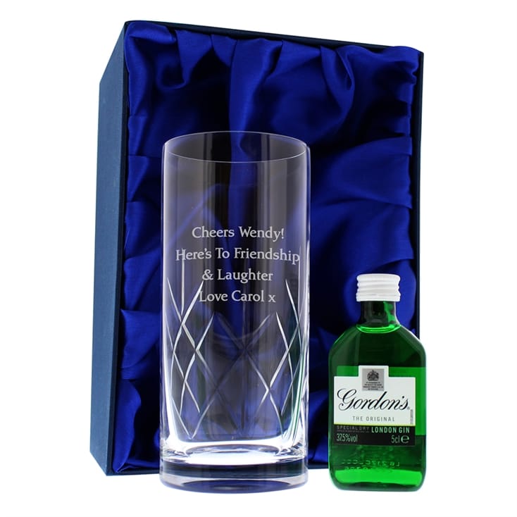 Personalised Crystal Glass & Gin Gift Set