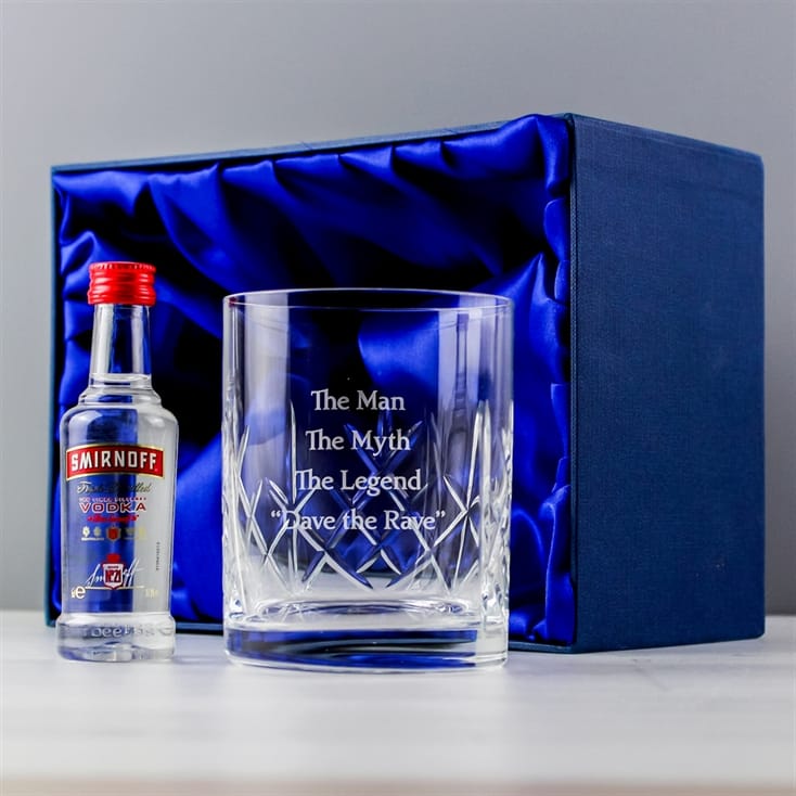 Personalised Crystal Glass & Vodka Gift Set Find Me A Gift