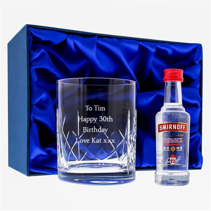 Personalised Crystal Glass & Vodka Gift Set Find Me A Gift