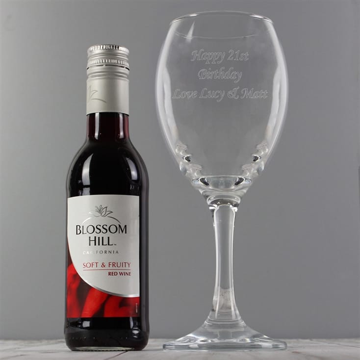 Personalised Wine Glass & Red Wine Gift Set