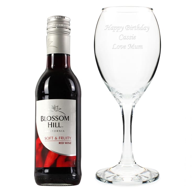 Personalised Wine Glass & Red Wine Gift Set