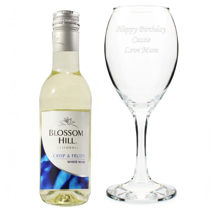 Personalised Wine Glass & White Wine Gift Set