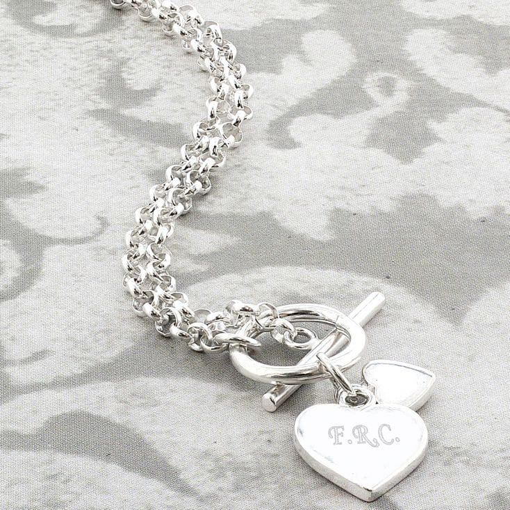 Personalised Silver Heart & T Bar Necklace Find Me A Gift