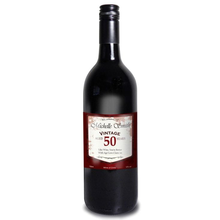 50th Birthday Personalised Red Wine Vintage Label FMAG