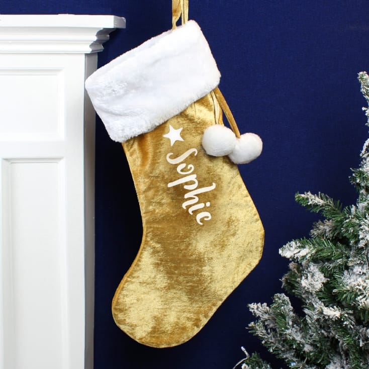 Personalised Name Only Luxury Gold Stocking