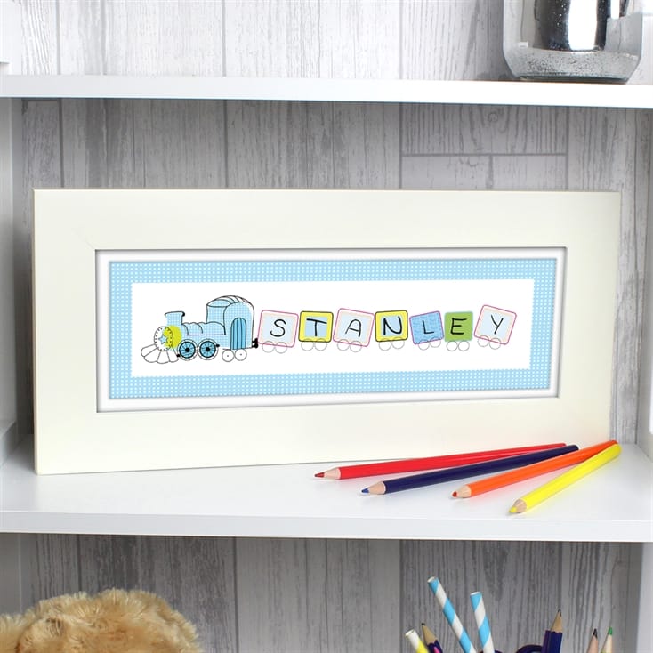Personalised Patchwork Train Name Frame