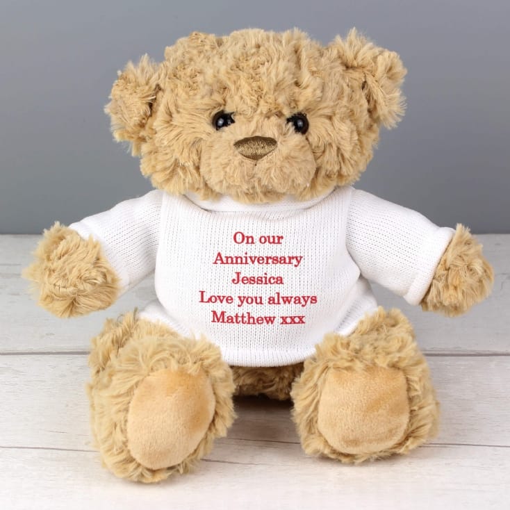 Personalised Teddy Bear In White Jumper