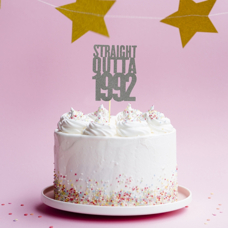 Handmade "Straight Outta" 30th Birthday Year Cake Topper