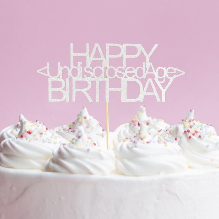 Handmade Happy Undisclosed Age Birthday Cake Topper
