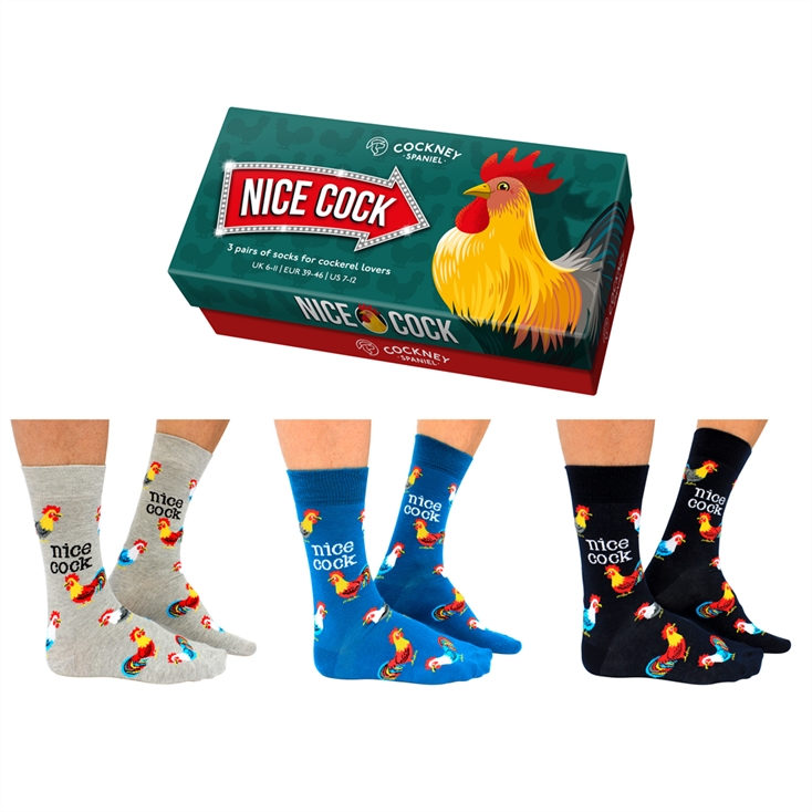 Nice Cockerel Trio Men's Socks Gift Set 
