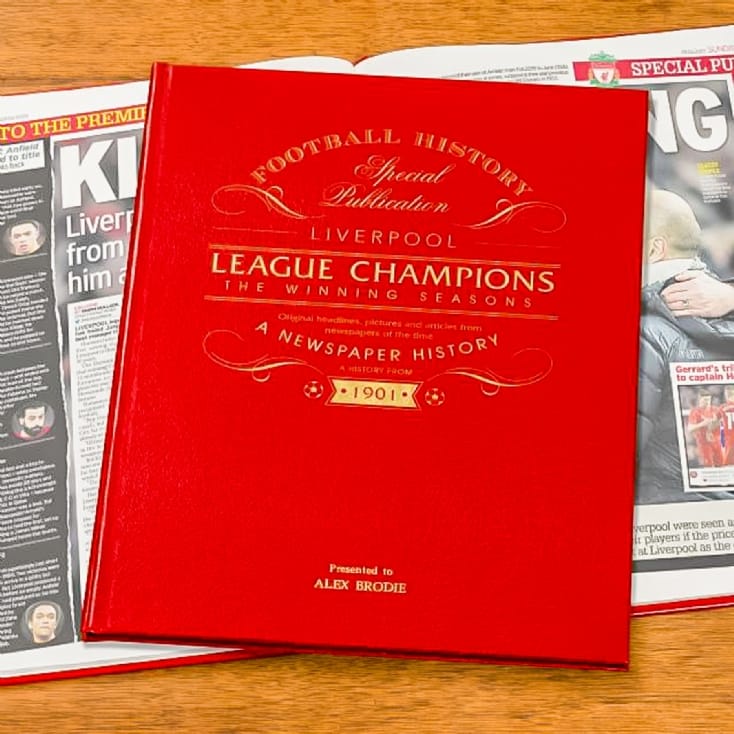 Personalised Liverpool Champions Newspaper Book - The Winning Seasons 1901 to 2020