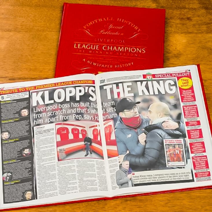 Personalised Liverpool Champions Newspaper Book - The Winning Seasons 1901 to 2020