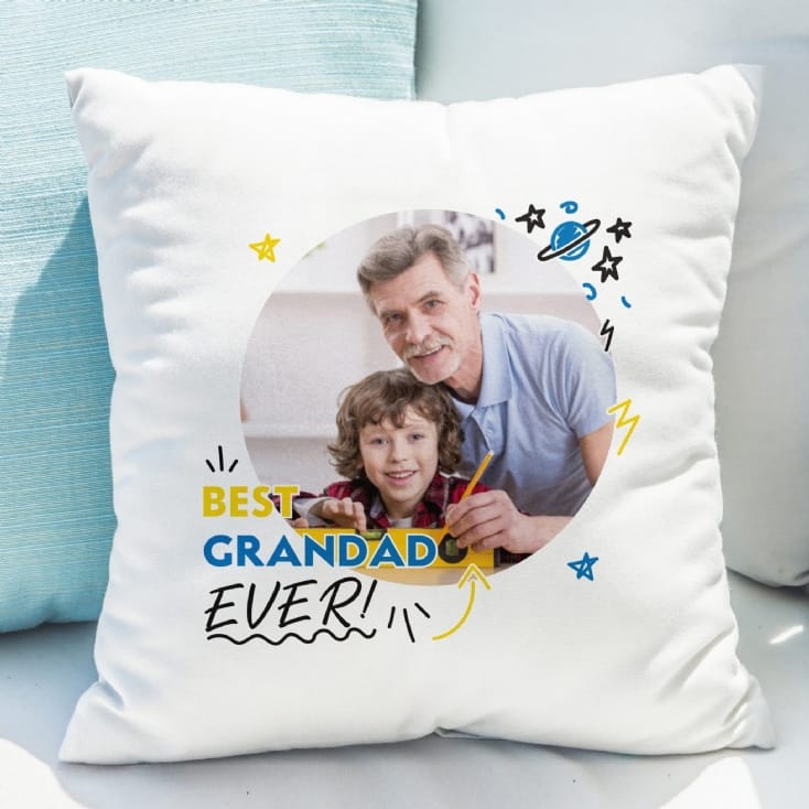 Personalised Best Grandad Ever Photo Upload Cushion 
