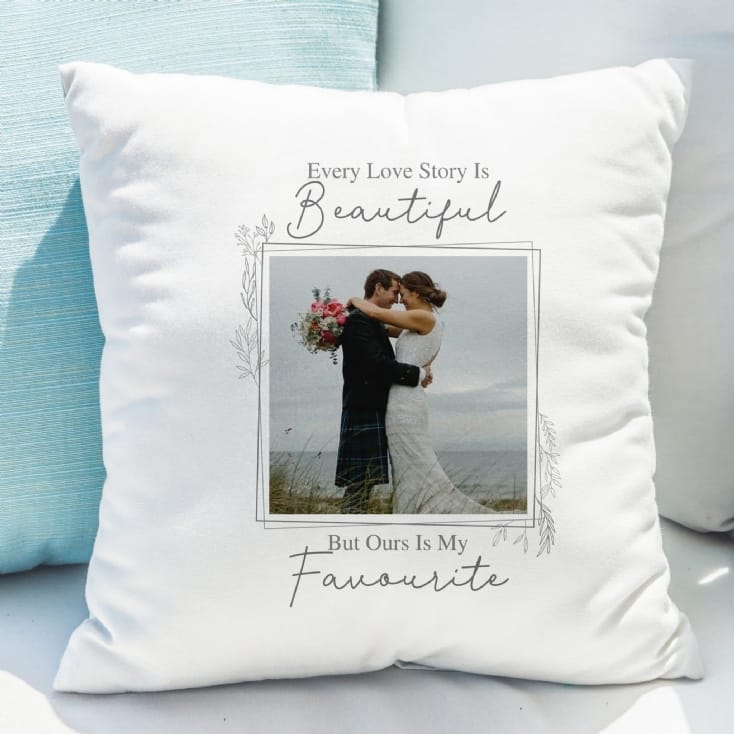 Personalised Love Story Photo Upload Cushion