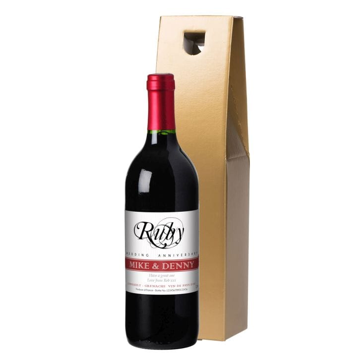 Personalised Ruby Wedding Anniversary Wine