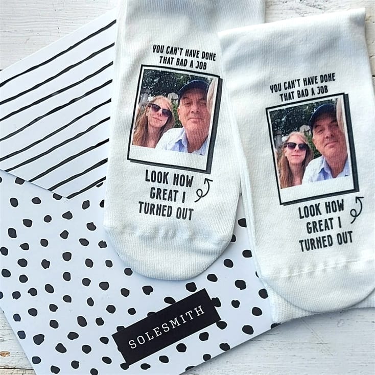 "Not Done a Bad Job" Personalised Dad Photo Socks