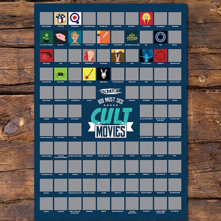 100 Must See Cult Movies Scratch Off Poster Find Me A Gift